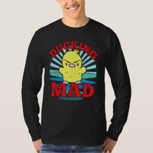 T-shirt Cute Canard Mad Canard Mmème Avec Blue Retro Sunse