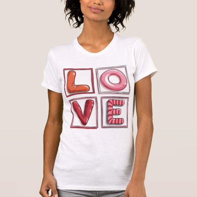 T-shirt Cute Candy-Style LOVE Typography Illustration  (Devant)