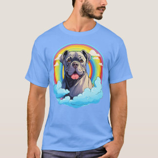 T-shirt Cute Cane Corso Rainbow Cloud Kawaii Chien Happy P