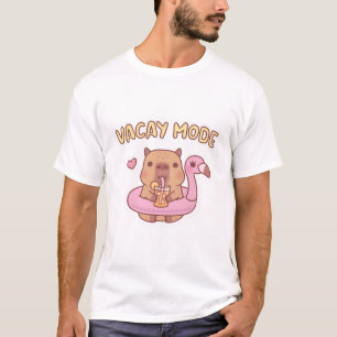 T-shirt Cute Capybara Avec Flamant rose Pool Float Vacay M