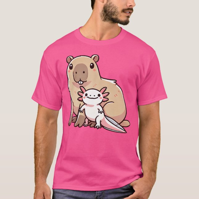 T-shirt Cute Capybara Axolotl (Devant)