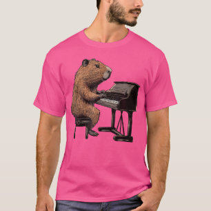 T-shirt Cute Capybara Jouer Piano Musicien Musique
