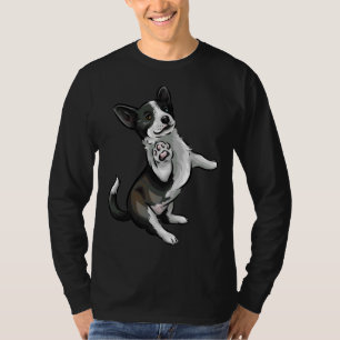 T-shirt Cute Cardigan Welsh Corgi Noir Et Blanc Brindé