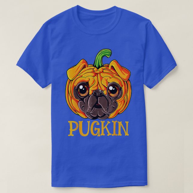 T-shirt Cute Carlin Pugkin Pumpkint Halloween (Design devant)