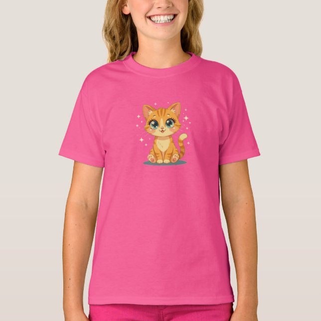 T-shirt **Cute Cartoon Cat – Adorable Kitty Illustration** (Devant)