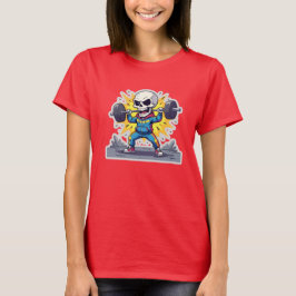 T-shirt “Cute Cartoon Skeleton Weightlifter • Funny Gym Ba