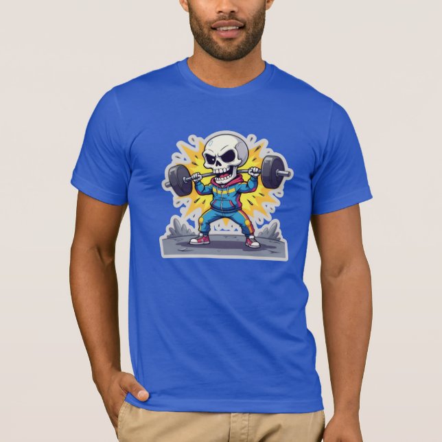T-shirt “Cute Cartoon Skeleton Weightlifter • Funny Gym Ba (Devant)
