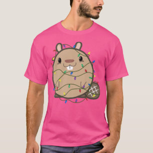 T-shirt Cute castor couvert dans les lumières de Noël Fest