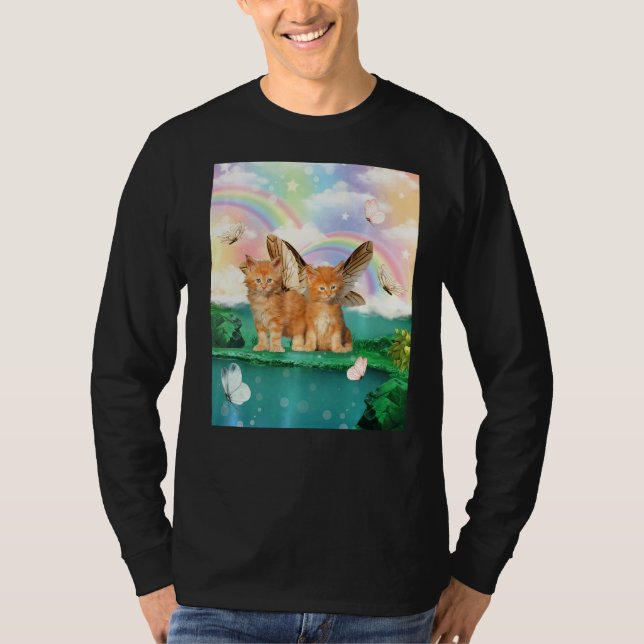 T-shirt Cute Cat Butterflies Mom Kitten Cats (Devant)