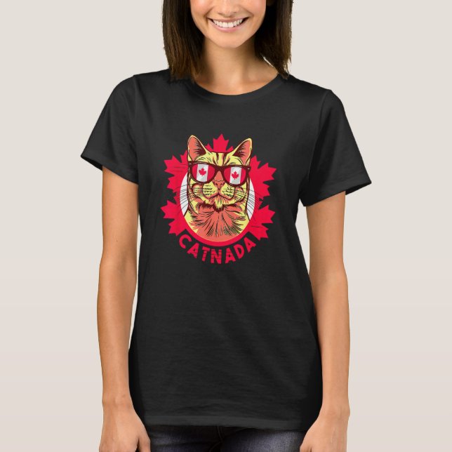 T-shirt Cute Cat Canada Flag Canadian Cat Sunglasses  Men  (Devant)
