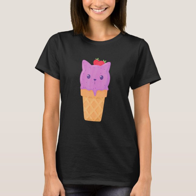 T-shirt Cute Cat Ice Cream Kitty Cat Dessert (Devant)