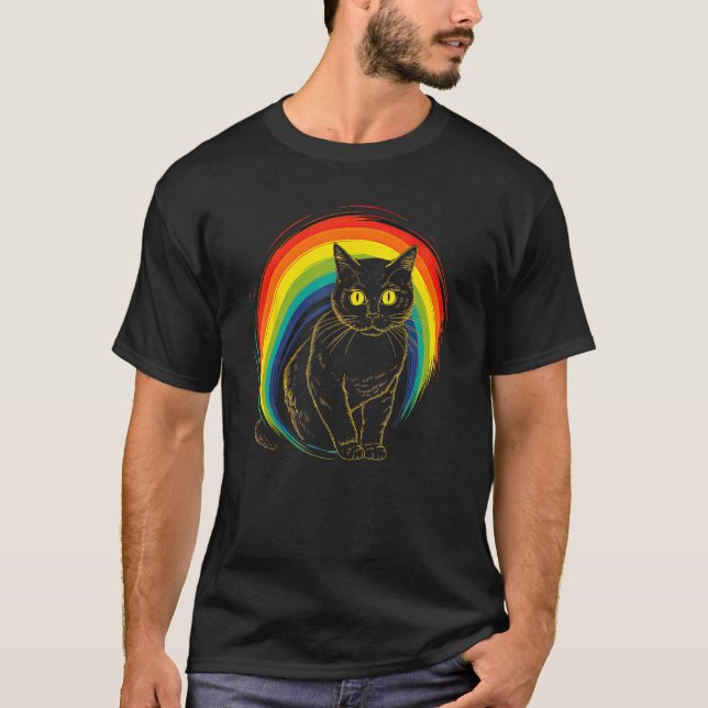 T-shirt cute Cat in Front of Rainbow cats  catowner 21 (Devant)