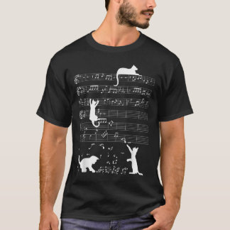 T-shirt Cute Cat Kitty Jouer Musique Clef Piano Musicien A