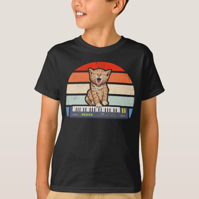 T-shirt Cute Cat lecture Clavier (Devant)