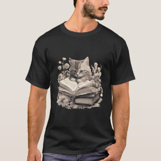T-shirt Cute Cat Lecture Livres Lecteurs Geek Enseignant N