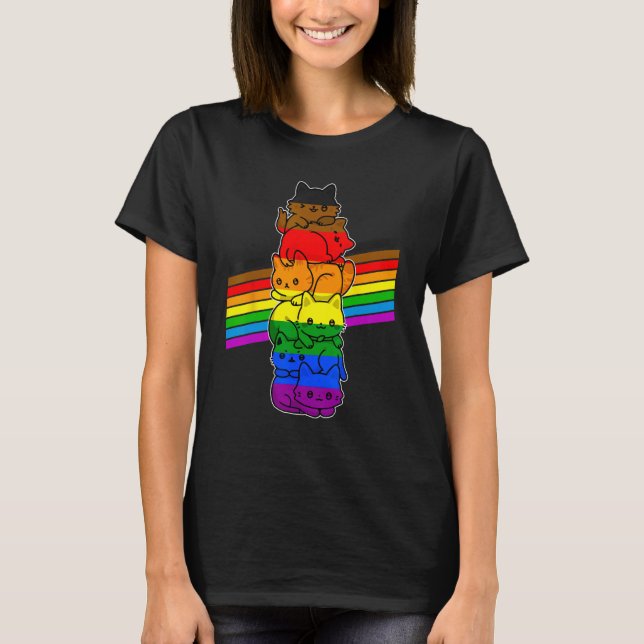 T-shirt Cute Cat  LGBT Philadelphia Pride Flag Support LGB (Devant)