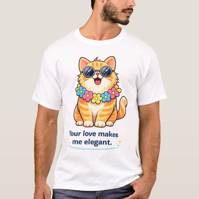 T-shirt Cute Cat Lover Funny Romantic Cat (Devant)