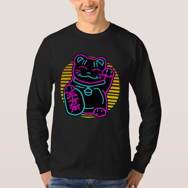 T-shirt Cute Cat Maneki Neko Japanese Welcome Kitten (Devant)