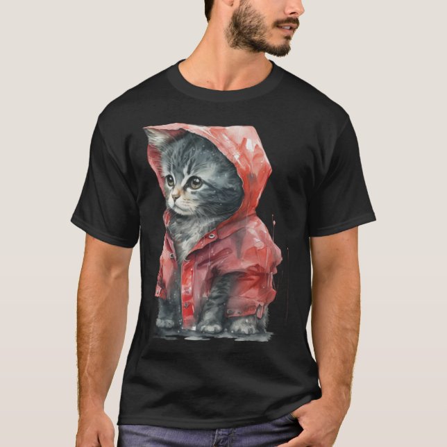T-shirt Cute Cat Motifs Cat (Devant)