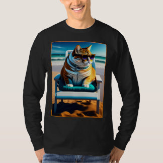 T-shirt Cute Cat On The Beach   Cat