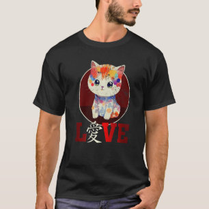 T-shirt Cute Cat Pastel Media Love Chinese Character