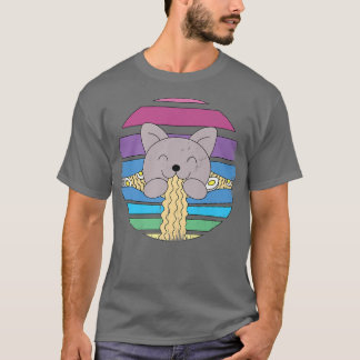 T-shirt Cute Cat Ramen Retro Vintage Kawaii Noodle Design