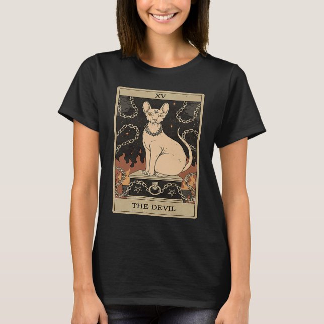 T-shirt Cute Cat Tarot  The Devil Cat For Women Kids (Devant)