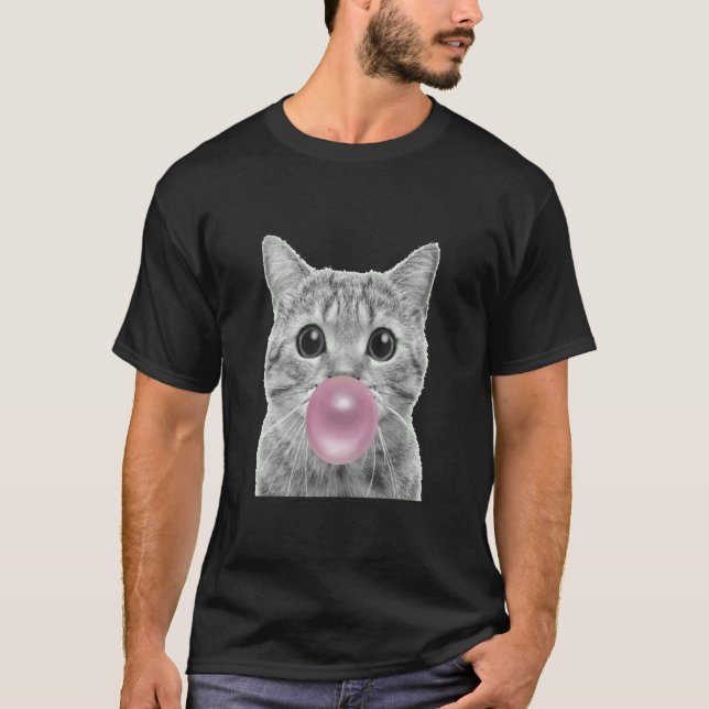 T-shirt Cute cat with chewing gum bubble  cat chewing gum  (Devant)
