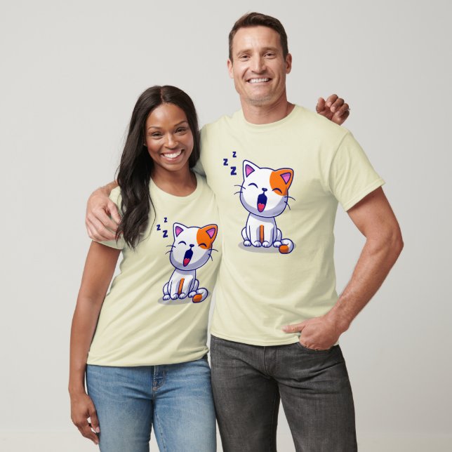 T-shirt Cute Cat Yawning (Unisexe)