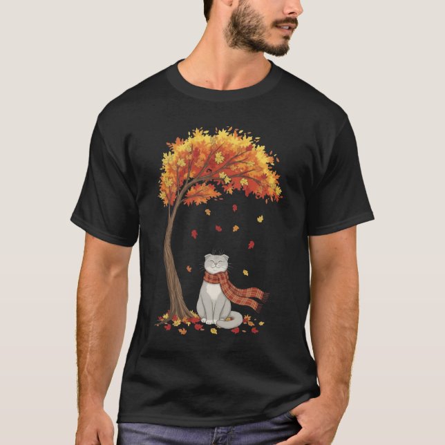 T-shirt Cute Cats Lover Scottish Fold Cat Fall Autumn (Devant)