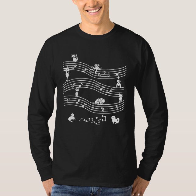 T-shirt Cute cats with music notes (Devant)