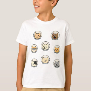 T-shirt Cute Catstronaut Heads Pour Enfants Amoure