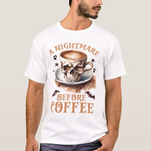 T-shirt Cute cauchemar avant le crâne Halloween café