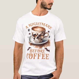 T-shirt Cute cauchemar avant le crâne Halloween café