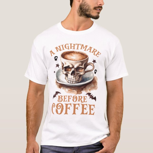 T-shirt Cute cauchemar avant le crâne Halloween café (Devant)