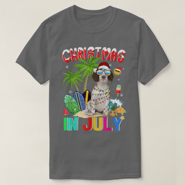 T-shirt Cute Cavalier King à Santa Hat Lunettes de soleil  (Design devant)