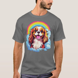 T-shirt Cute Cavalier King Charles Spaniel Rainbow Cloud D