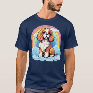 T-shirt Cute Cavalier King Charles Spaniel Rainbow Cloud P