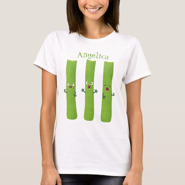 T-shirt Cute céleri bâtons trio caricature légumes (Devant)