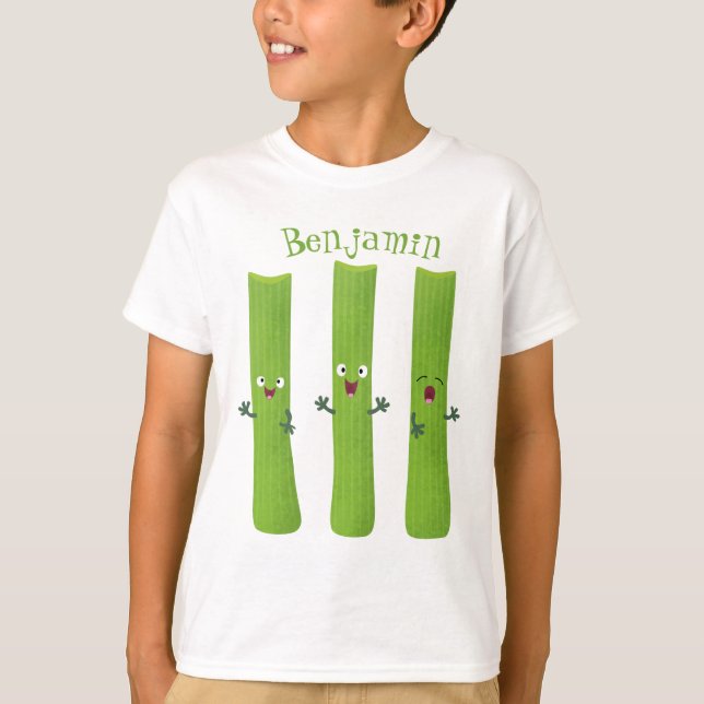 T-shirt Cute céleri bâtons trio caricature légumes (Devant)