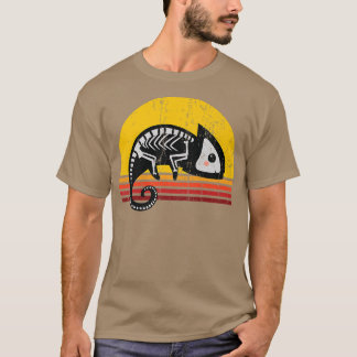 T-shirt Cute Chameleon Skeleton Retro Vintage Halloween Co