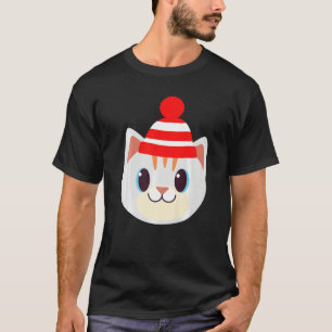 T-shirt Cute Chat Avec Beanie Beany Casquette Laine Chaude