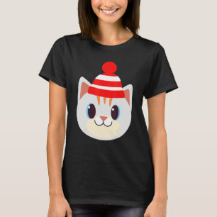 T-shirt Cute Chat Avec Beanie Beany Casquette Laine Chaude