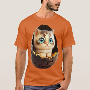 T-shirt Cute Chat avec de grands yeux dans l'oeuf 2