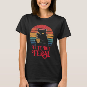 T-shirt Cute Chat Cute Mais Feral Café Lover Conception Po