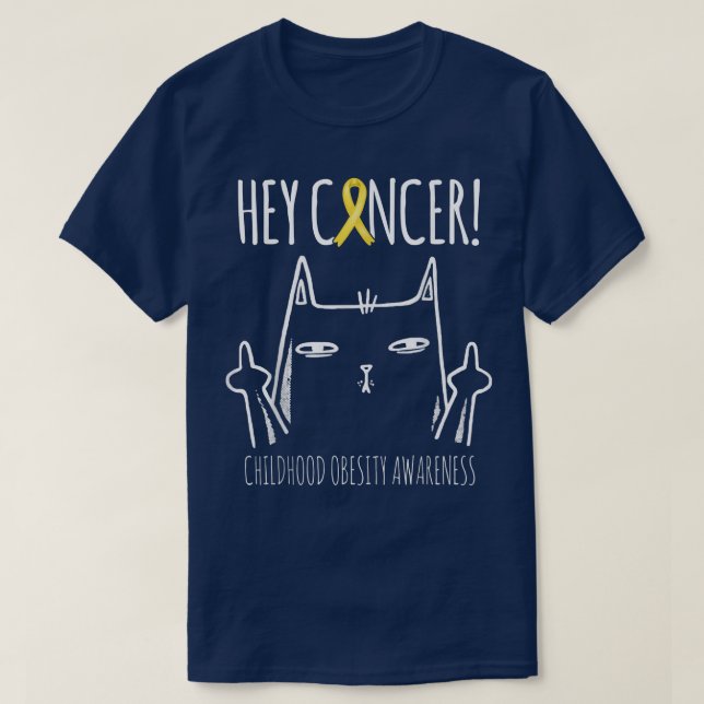 T-shirt Cute Chat Enfance Obesity Sensibilisation Ruban ja (Design devant)