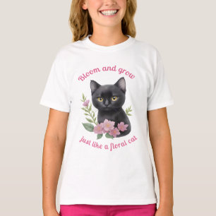 T-shirt Cute chat Floral Design Fleurit et grandit