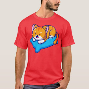 T-shirt Cute Chat Jouant Sur Un Dessin Coussin