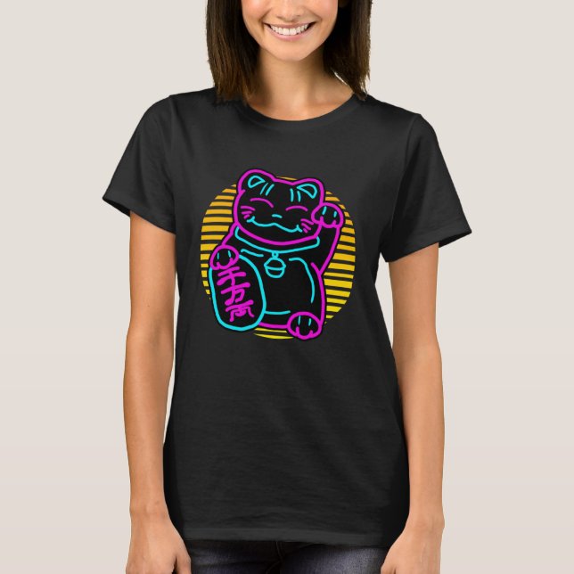 T-shirt Cute Chat Maneki Neko Japonais Bienvenue Kitten (Devant)