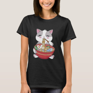 T-shirt Cute Chat Mange Ramen nouilles